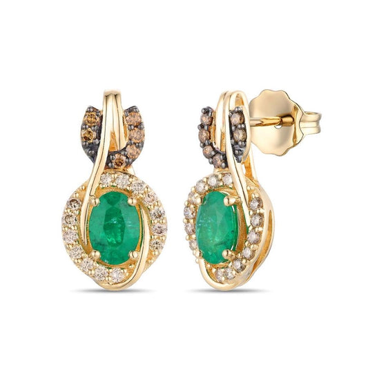Le Vian® Earrings featuring 5/8 cts. Costa Smeralda Emeralds™, 1/10 cts. Chocolate Diamonds®, 1/5 cts. Nude Diamonds™ set in 14K Honey Gold™