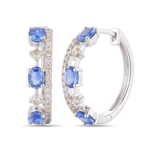 Le Vian® Earrings featuring 1 cts. Blueberry Sapphire™, 1/4 cts. Vanilla Diamonds® set in 14K Vanilla Gold®