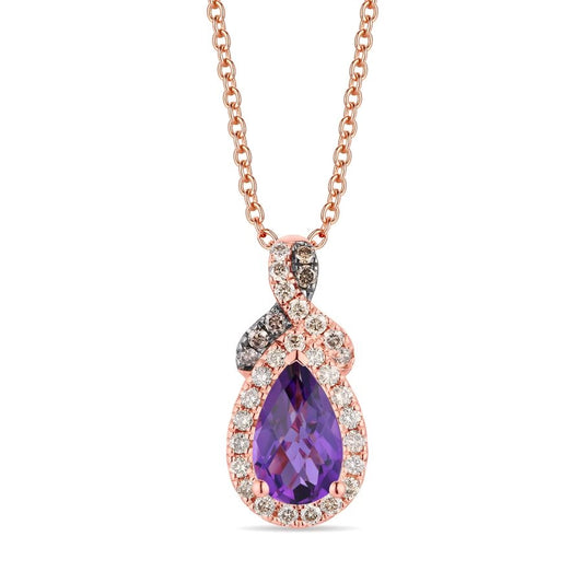 Le Vian® Pendant featuring 3/4 cts. Dark Amethyst, 1/5 cts. Nude Diamonds™, Chocolate Diamonds® set in 14K Strawberry Gold®