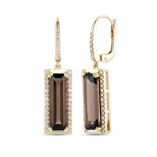 Le Vian® Earrings featuring 4 5/8 cts. Chocolate Quartz®, 3/8 cts. Nude Diamonds™ set in 14K Honey Gold™