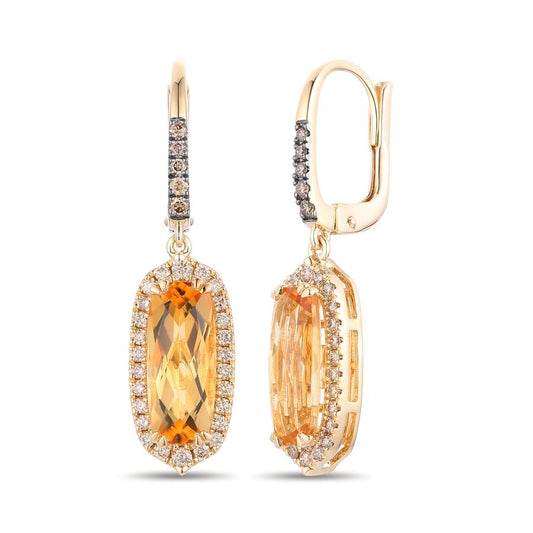 Le Vian® Earrings featuring 3 cts. Cinnamon Citrine®, 1/3 cts. Nude Diamonds™, 1/10 cts. Chocolate Diamonds® set in 14K Honey Gold™