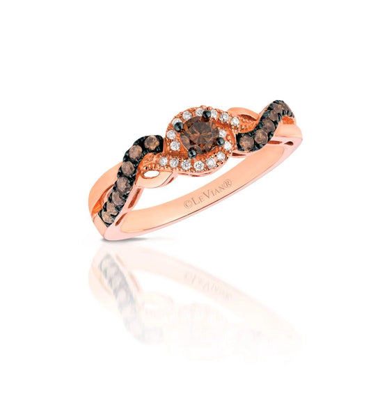 Le Vian Chocolatier® Ring featuring 1/3 cts. Chocolate Diamonds®, 1/20 cts. Vanilla Diamonds® set in 14K Strawberry Gold®