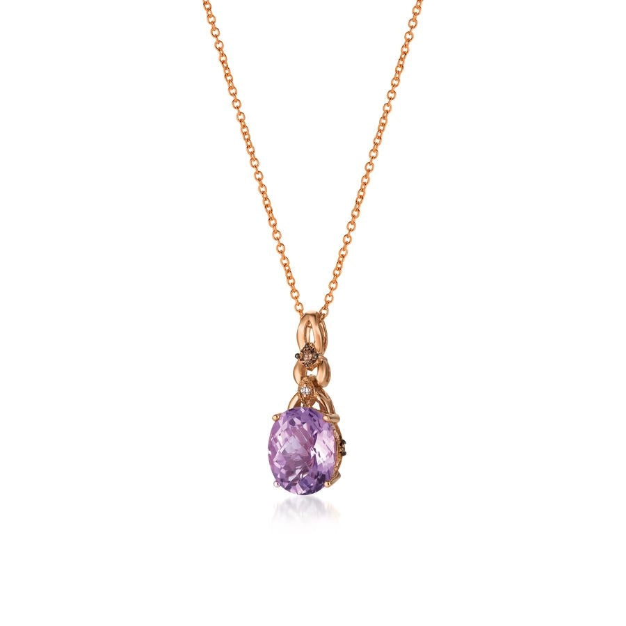 Le Vian Chocolatier® Pendant featuring 2 cts. Grape Amethyst™, 1/20 cts. Chocolate Diamonds®, Vanilla Diamonds® set in 14K Strawberry Gold®