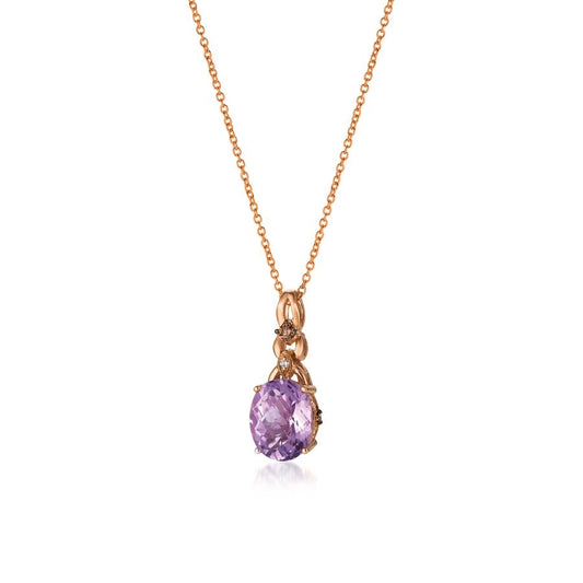 Le Vian Chocolatier® Pendant featuring 2 cts. Grape Amethyst™, 1/20 cts. Chocolate Diamonds®, Vanilla Diamonds® set in 14K Strawberry Gold®