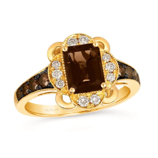 Le Vian® Ring featuring 1 1/6 cts. Chocolate Quartz®, 1/3 cts. Chocolate Diamonds®, 1/5 cts. Nude Diamonds™ set in 14K Honey Gold™