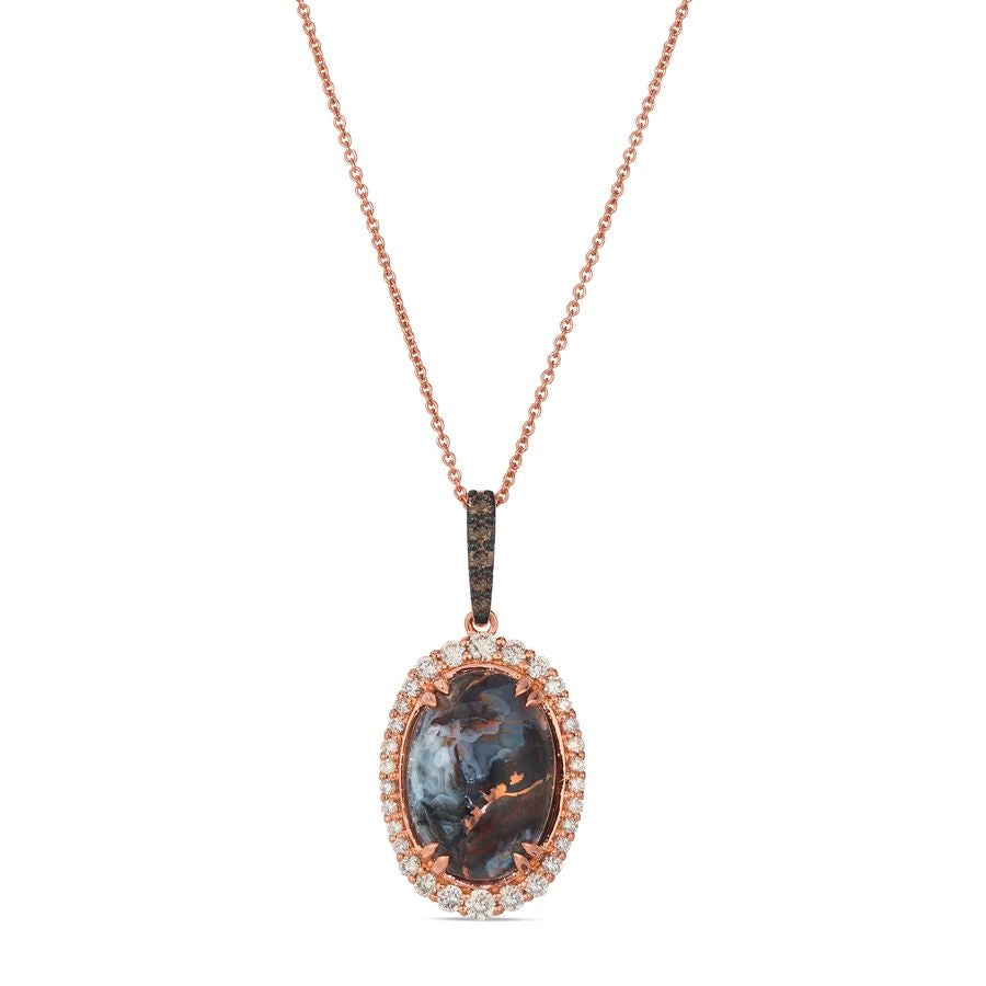 Le Vian® Pendant featuring 4 1/2 cts. Aquadite Black, 3/8 cts. Nude Diamonds™, 1/15 cts. Chocolate Diamonds® set in 14K Strawberry Gold®